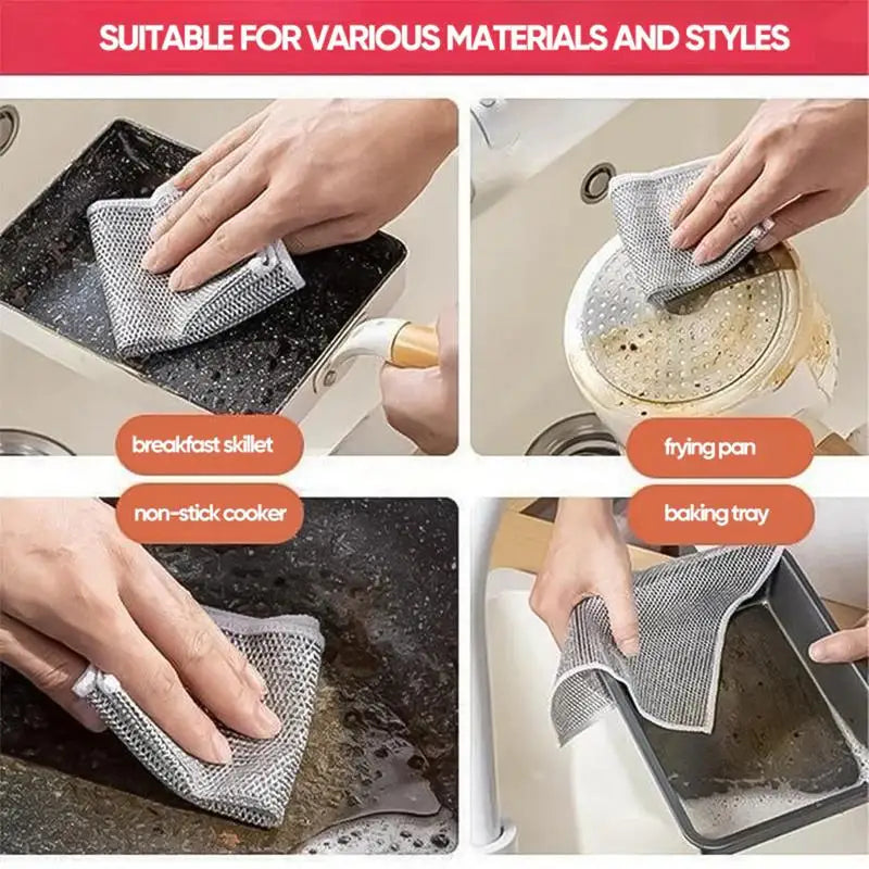 Dish Washing Cloths Dish Clothes Kitchen Rags Cleaning Rags Dishwashing Cloths Quick Drying Wire Dish Towels Strong Absorbent