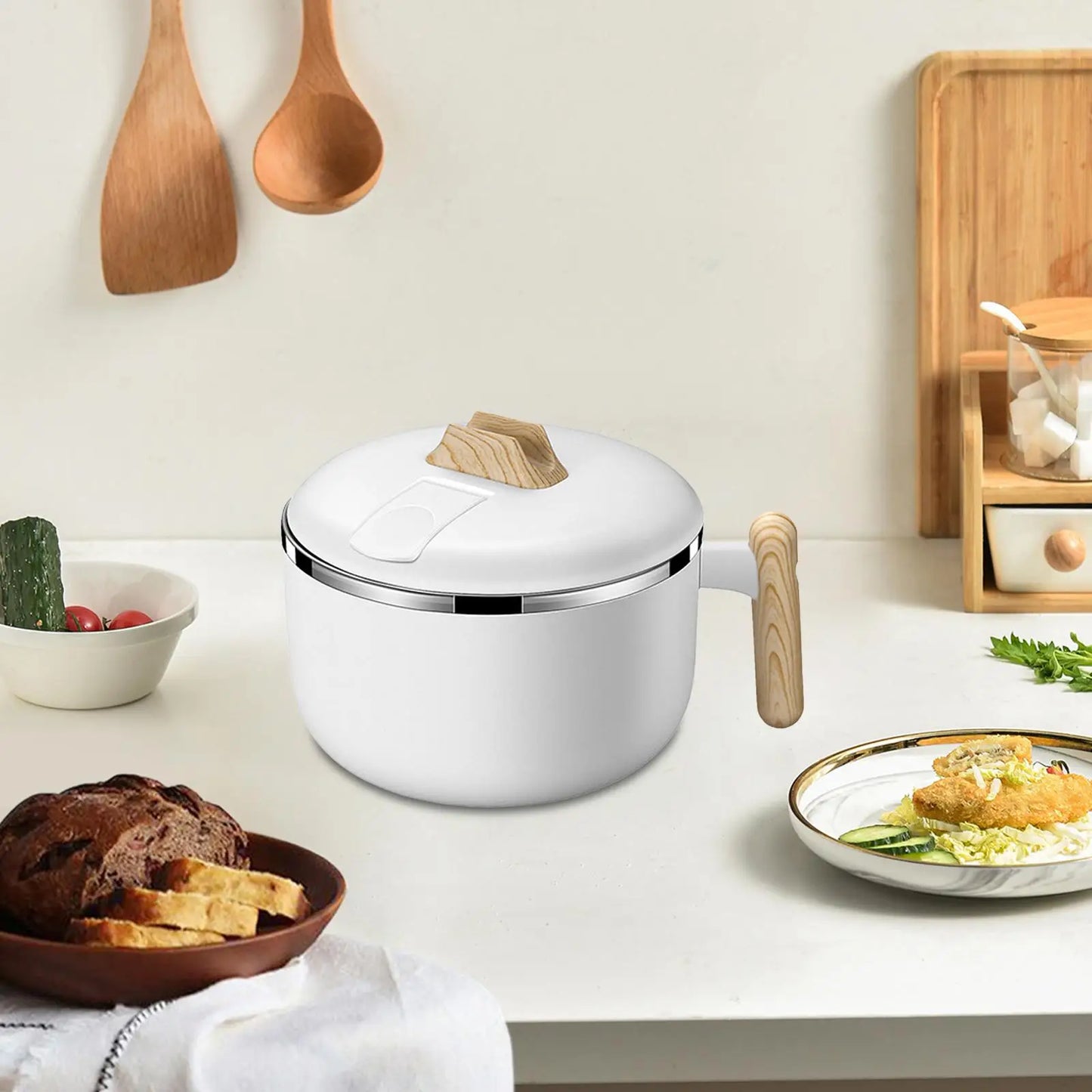 Ramen Cooker Salad Bowl Portable Noodles Pot Ramen Bowl with Lid Instant Noodles Bowl Soup Bowl for Dorm Instant Cooking