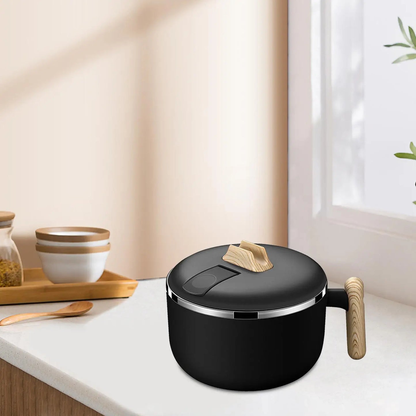 Ramen Cooker Salad Bowl Portable Noodles Pot Ramen Bowl with Lid Instant Noodles Bowl Soup Bowl for Dorm Instant Cooking