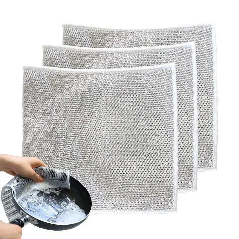 Dish Washing Cloths Dish Clothes Kitchen Rags Cleaning Rags Dishwashing Cloths Quick Drying Wire Dish Towels Strong Absorbent