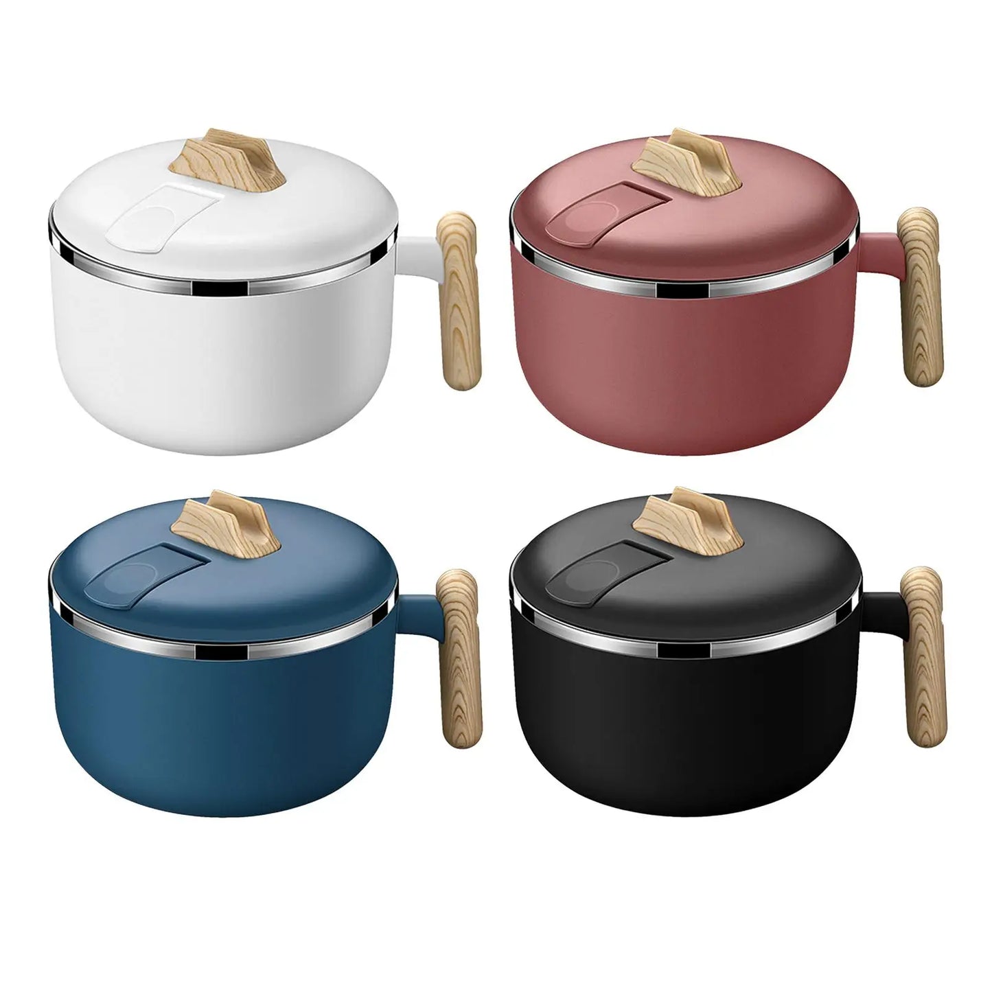 Ramen Cooker Salad Bowl Portable Noodles Pot Ramen Bowl with Lid Instant Noodles Bowl Soup Bowl for Dorm Instant Cooking