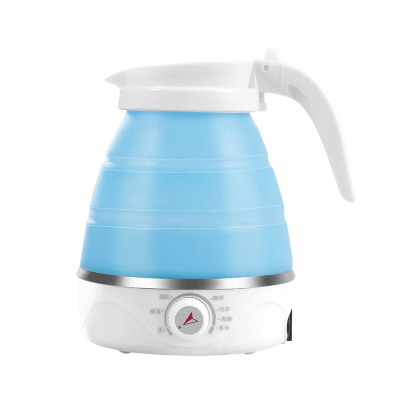 0.6L Mini Folding Electric Kettle,Portable Small Instant Noodles Pot,Travel Home Compressed Silicone Boiling Water Pot,Leakproof