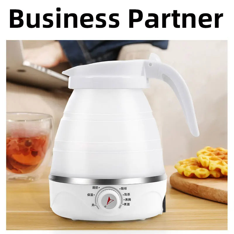 0.6L Mini Folding Electric Kettle,Portable Small Instant Noodles Pot,Travel Home Compressed Silicone Boiling Water Pot,Leakproof