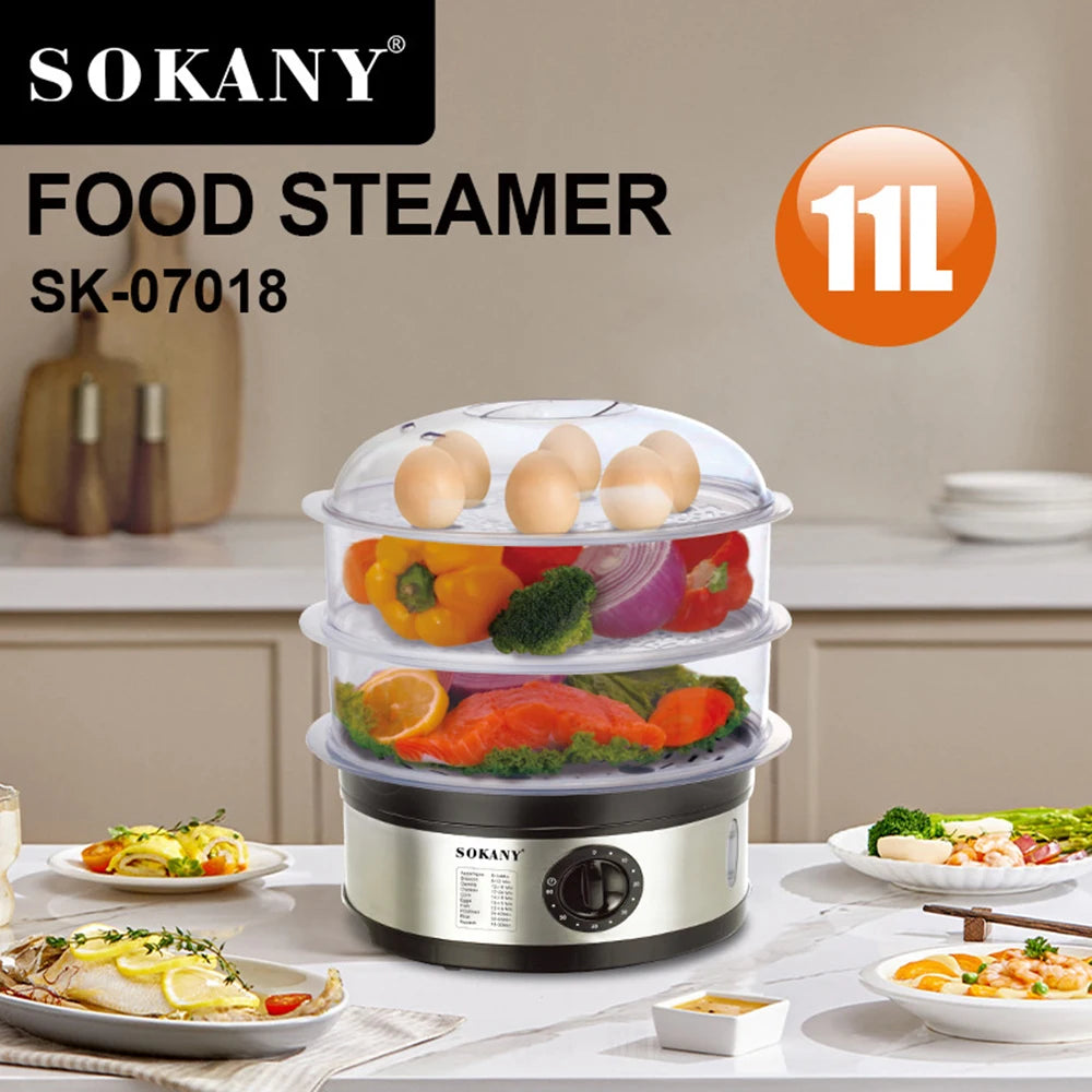 11L Large Capacity Electric Food Steamer Cooker Pot Kitchen Portable Automatic Fish Egg Bread Boiler Cooking Machine 220v 찜기푸드워머