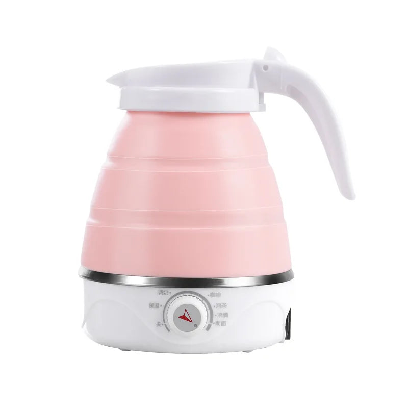 0.6L Mini Folding Electric Kettle,Portable Small Instant Noodles Pot,Travel Home Compressed Silicone Boiling Water Pot,Leakproof